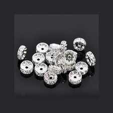 10/20 Flat Diamante Rhinestone Rondelle Spacer Beads for Jewellery Making 10mm