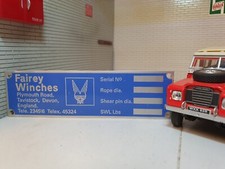 Land Rover Series 2a 3 Early Fairey Front Drum Capstan Winch Rope Data Plate