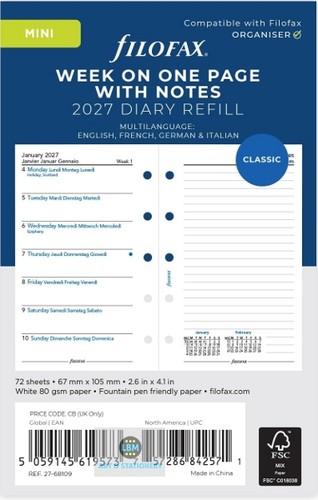 Filofax 2027 mini diary week - diary,