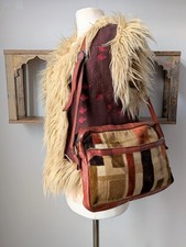 Vintage 60s 70s patchwork carpet leather shoulder bag boho hippie handbag