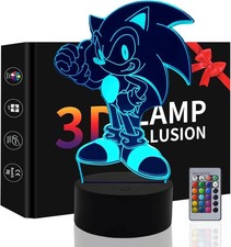 Sonic 3D LED Night Light Lamp Illusion Bedside Table Desk | Kids | 16 Colours