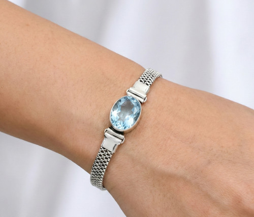 Aquamarine gemstone bracelet - aquamarine,