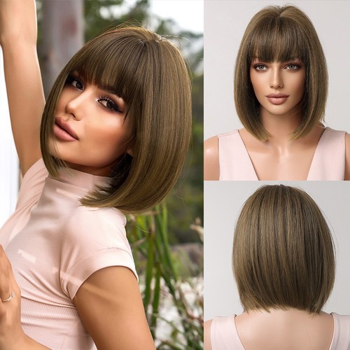 Synthetic wig with bangs short - synthetic,