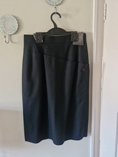 Ladies Classic Vintage Louis Feraud Black Wool Knee Length Skirt