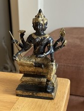 Hot Cast Brass Brahma Hindu God Phra Prom Statue Art Figure Talisman Amulet 15cm