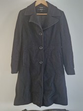 DKNY Black Wool (70%) Cashmere (10%) Long Length Overcoat Size UK8
