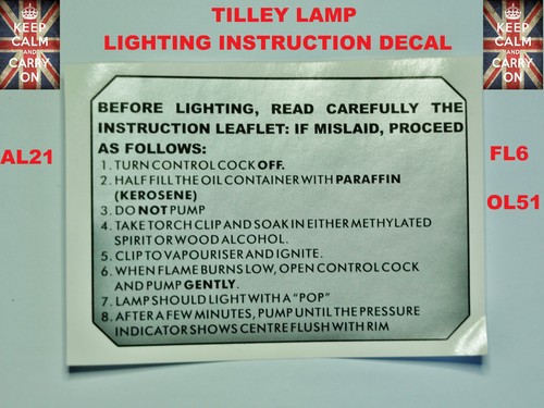 Tilley lamp decals - decals, stickers