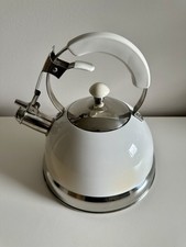 Kuhn Rikon Retro Style Whistling Stovetop Kettle - White Enamel 2L - Switzerland