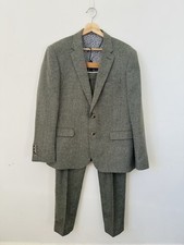 Moss Bros Green Herringbone