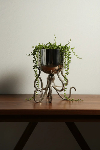 Octopus planter silver 28cm - planter,
