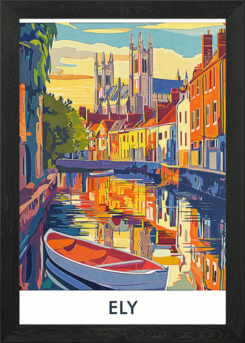 Ely canal sunset framed wall - ely,