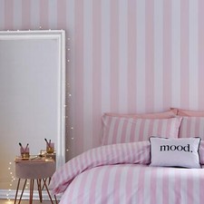 Classic Stripe Wallpaper Sassy B Tease 187541 Pink & White Girls Bedroom Muriva