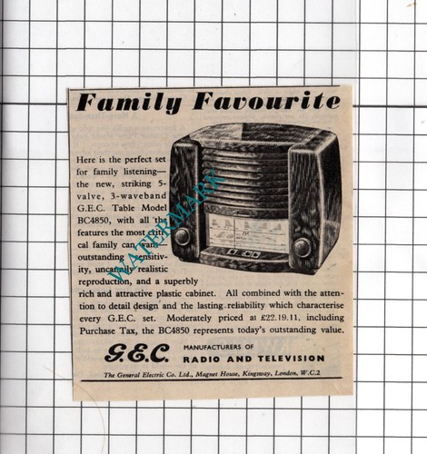 Gec radio advert 1948 - ,