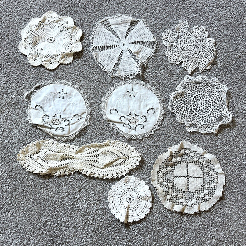Vintage linen dresser doily - vintage,