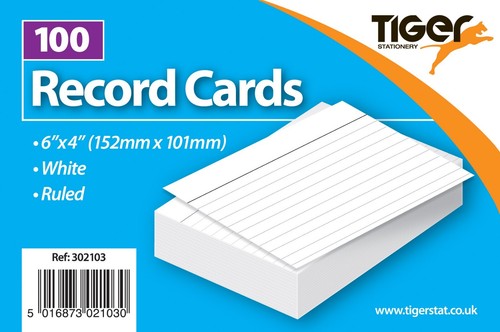 100 record cards - x,