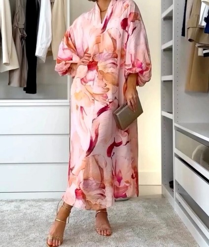 Pink peach floral crepe - pink/,