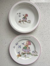 Vintage Mabel Lucie Attwell Plate and Bowl Blue Birds c1930 - Christening gift?