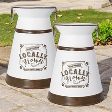 Vintage Tin Urn Planter White