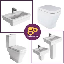 Ashton BTW WC Toilet Wall Hung Basin White Ceramic Square Wash Basin