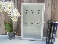 White Wooden Key Holder Box Rack Hooks Storage Cupboard Cabinet Glass Door 38cm