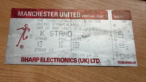Ticket 1986 manchester - 1986/87,
