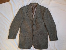 HUGO BOSS POSEIDON CECIL GEE beige black Winter Weight Suit Jacket Silk Wool 40"