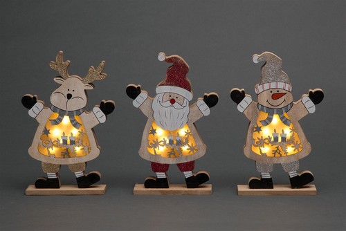 Led wooden christmas santa - wooden,
