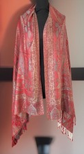 SILK MARK India 100% Silk Paisley Fringed  Scarf / Pashmina / Shawl  / Stole