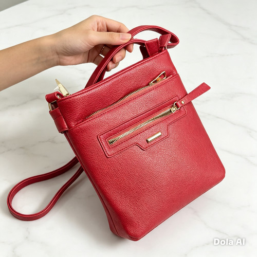 Red pebbled faux leather - pebbled,