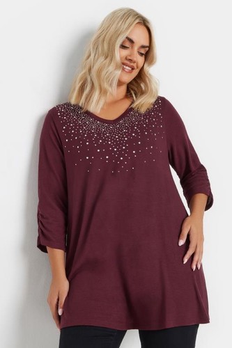 Yours ladies diamante stud top - ladies,