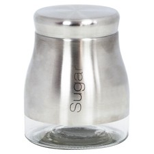 Sabichi 0.7 Litre Brushed Stainless Steel Glass Storage Sugar Jar Canister New