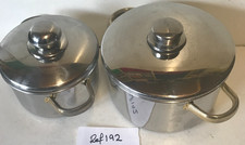 2 Stainless Steel Cooking / Stock Pots with Metal Lids  - 16 & 20 cm - Ref 192