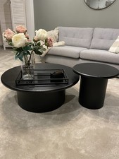 Matte Black Wooden Round Side