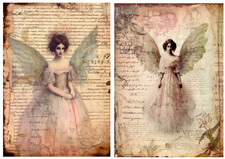2 x A5  Rice Paper Decoupage - Vintage Angel Paper, Victorian, Junk Journal 4