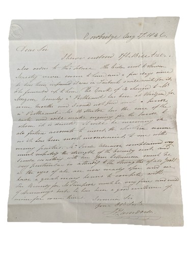 1846 handwritten letter j - handwritten, letter-