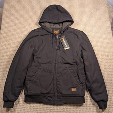 Timberland PRO Jacket Gritmans Canvas Hooded Mens Small Black Fleece Lined 