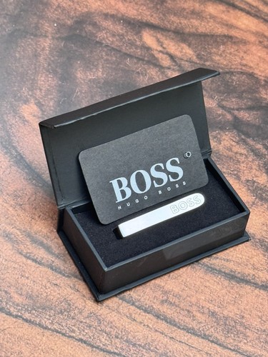 New boss silver tone tie - silver, clip