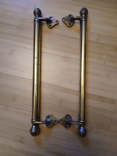 Pair antique brass sash - brass,