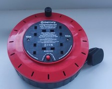 10M Garden Reel Cable 4 Way Gang Extension Lead 13A Thermal Cut Out Socket