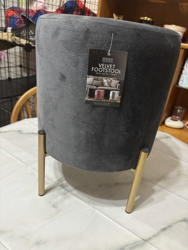 Grey velvet kick stool - velvet, kick-stool