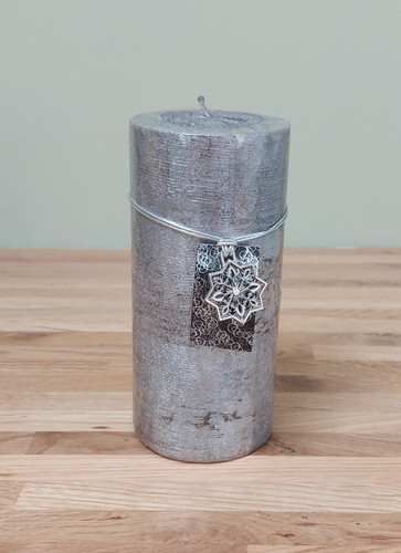Silver glitter pillar - silver,