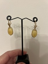 SALE- BUTTERSCOTCH AMBER EARRINGS In Sterling Silver With a Gold Overlay . £20!