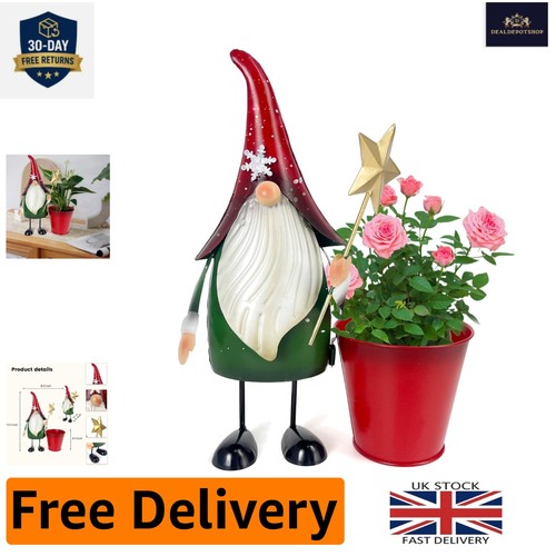 Festive metal gnome statue - metal,