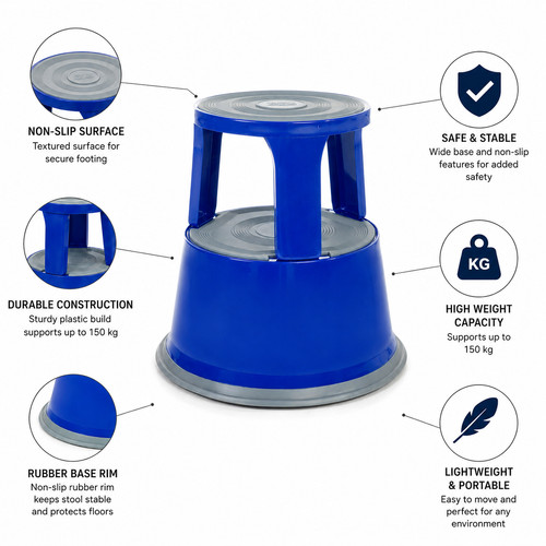 Blue kick step stool metal - hd,