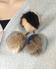Mink Brooch Cherry Jewelry Fur Pin Pom Poms Fashion Vintage Multicolored