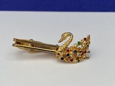 Genuine SWAROVSKI  Crystal  SWAN Clip Tie Pin - Gold plated - Rare
