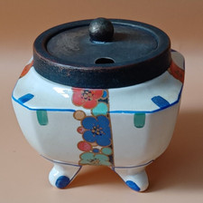 Vintage  Art Deco jam preserve condiment pot with metal lid by Lancaster