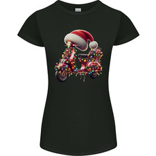 Christmas Scooter Xmas Hat MOD Moped Womens Petite Cut T-Shirt