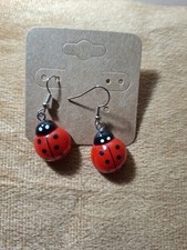 Ladybird Handmade Resin Hypoallergenic Hook Closure Earrings