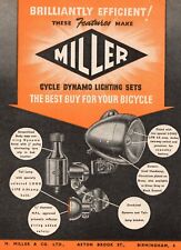 Vintage Miller Cycle Dynamo Lighting Sets Advert - Original 1953